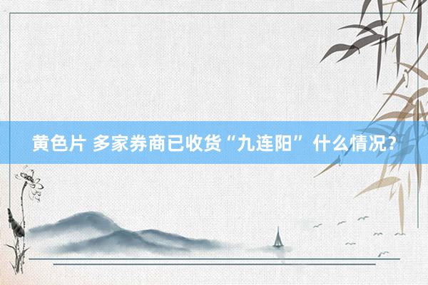 黄色片 多家券商已收货“九连阳” 什么情况？