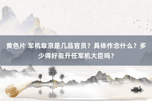 黄色片 军机章京是几品官员？具体作念什么？多少得好能升任军机大臣吗？