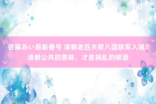 佐藤あい最新番号 清朝老匹夫帮八国联军入城？清朝公共的愚昧，才是祸乱的根源