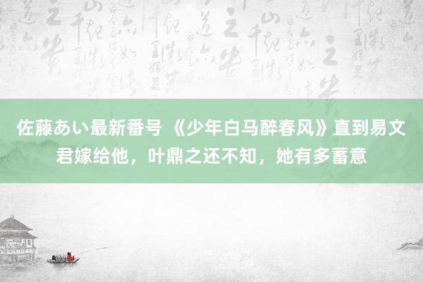 佐藤あい最新番号 《少年白马醉春风》直到易文君嫁给他，叶鼎之还不知，她有多蓄意