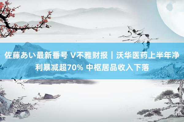 佐藤あい最新番号 V不雅财报｜沃华医药上半年净利暴减超70% 中枢居品收入下落