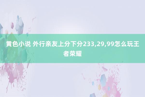 黄色小说 外行亲友上分下分233,29,99怎么玩王者荣耀