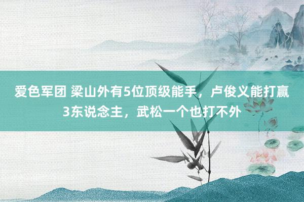 爱色军团 梁山外有5位顶级能手，卢俊义能打赢3东说念主，武松一个也打不外