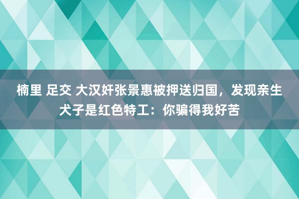 楠里 足交 大汉奸张景惠被押送归国，发现亲生犬子是红色特工：你骗得我好苦